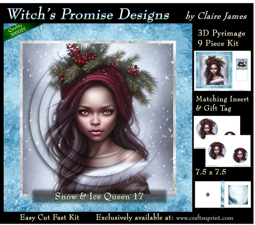 Queen of Winter, Snow & Ice 17 - 3D Pyramid kit + Insert & Gift Tag