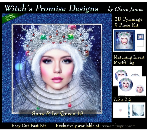 Queen of Winter, Snow & Ice 18 - 3D Pyramid kit + Insert & Gift Tag