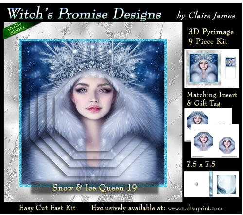 Queen of Winter, Snow & Ice 19 - 3D Pyramid kit + Insert & Gift Tag