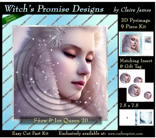 Queen of Winter, Snow & Ice 20 - 3D Pyramid kit + Insert & Gift Tag