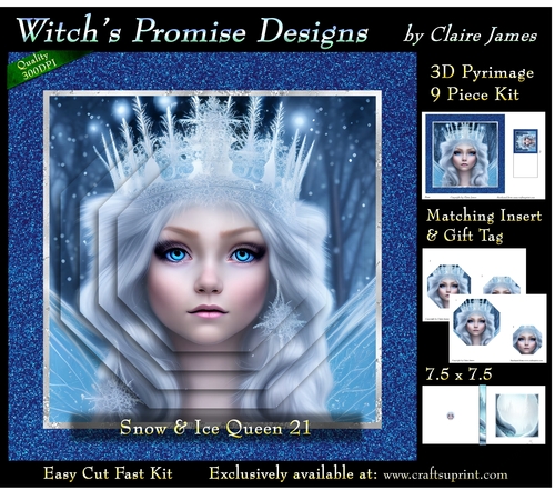 Queen of Winter, Snow & Ice 21 - 3D Pyramid kit + Insert & Gift Tag