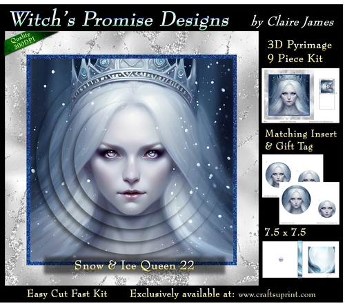 Queen of Winter, Snow & Ice 22 - 3D Pyramid kit + Insert & Gift Tag