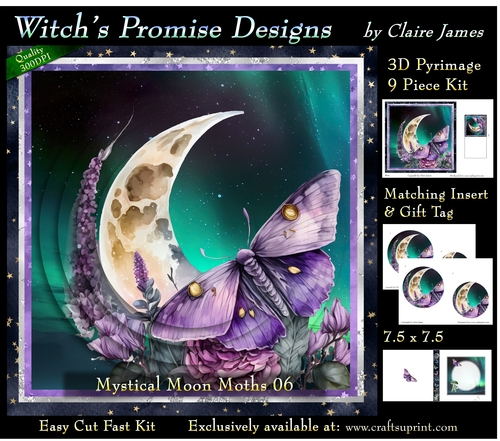Mystical Moon Moths 6 - 3D Pyramid kit + Insert & Gift Tag
