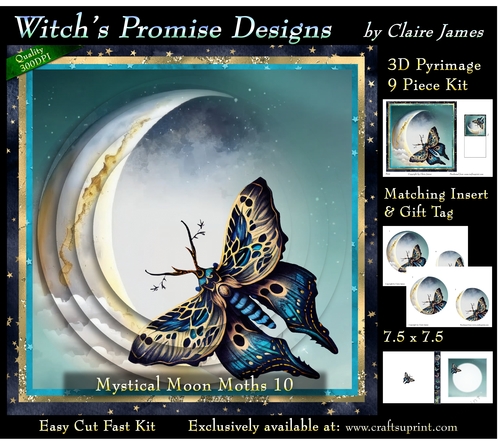 Mystical Moon Moths 10 - 3D Pyramid kit + Insert & Gift Tag