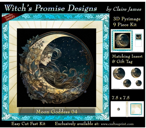 Moon Goddess 04 - 3D Pyramid kit + Insert & Gift Tag (7.5 x 7.5)