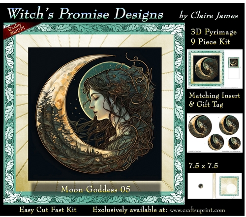 Moon Goddess 05 - 3D Pyramid kit + Insert & Gift Tag (7.5 x 7.5)