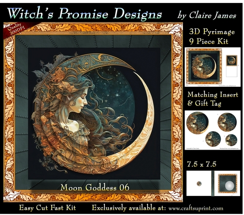 Moon Goddess 06 - 3D Pyramid kit + Insert & Gift Tag (7.5 x 7.5)