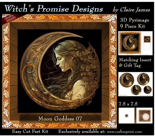 Moon Goddess 07 - 3D Pyramid kit + Insert & Gift Tag (7.5 x 7.5)