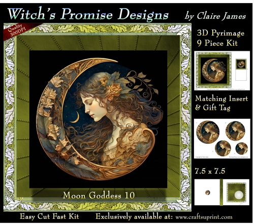 Moon Goddess 10 - 3D Pyramid kit + Insert & Gift Tag (7.5 x 7.5)