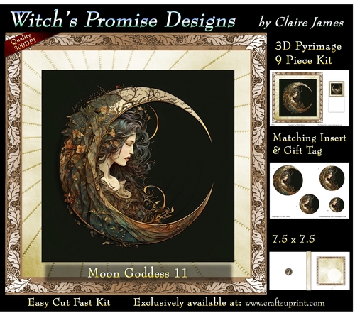 Moon Goddess 11 - 3D Pyramid kit + Insert & Gift Tag (7.5 x 7.5)