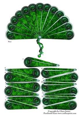 Steampunk Hand Fan Green Crushed Velvet Cogs Clock Decoupage
