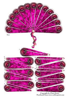 Steampunk Hand Fan Pink Crushed Velvet Cogs Clock Decoupage