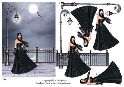 Promenade Ii Gothic Sea Breeze Lady in Black + Decoupage