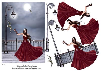 Promenade Ii Gothic Sea Breeze Lady in Red + Decoupage