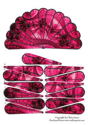 Fan Unusual Pink & Black Lace Goth Vintage + Decoupage