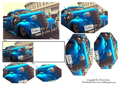Vintage Car Blue + Gift Tag - Quick Fix Fathers Day Pyrimage