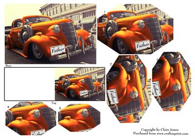 Vintage Car Orange + Gift Tag Quick Fix Fathers Day Pyrimage