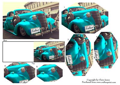 Vintage Car Teal + Gift Tag Quick Fix Fathers Day Pyrimage