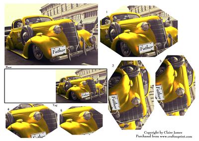 Vintage Car Yellow + Gift Tag Quick Fix Fathers Day Pyrimage