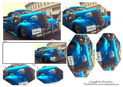 Vintage Car Blue + Gift Tag Quick Fix Fathers Day Pyrimage