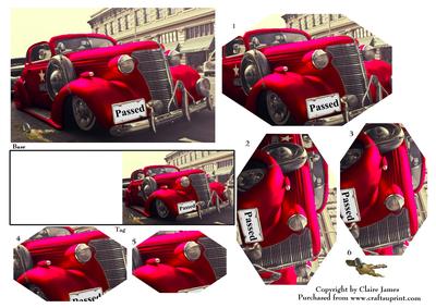 Vintage Red Car Passed Plate & Keys + Gift Tag Pyrimage