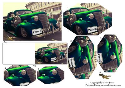 Vintage Green Car Passed Plate & Keys + Gift Tag Pyrimage