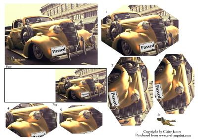 Vintage Gold Car Passed Plate & Keys + Gift Tag Pyrimage