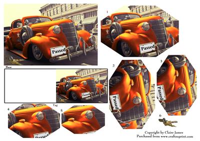 Vintage Orange Car Passed Plate & Keys + Gift Tag Pyrimage