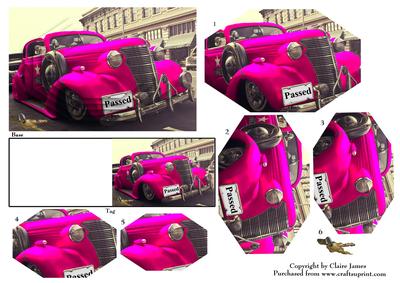 Vintage Pink Car Passed Plate & Keys + Gift Tag Pyrimage
