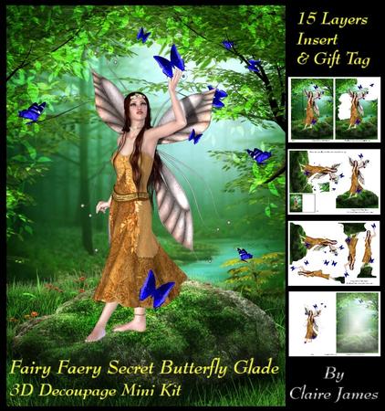 Fairy Magic Secrets - Butterfly Glade Decoupage Insert+tag