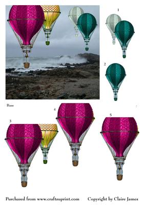 Coastal Hot Air Balloon Flight Over Stormy Seas + Decoupage