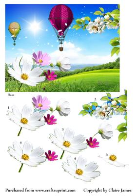 Summer Lazy Daisy Hot Air Balloon Flight + Decoupage
