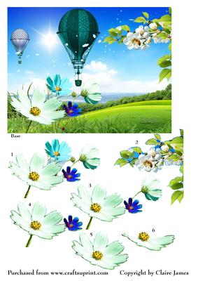 Summer Lazy Daisy Hot Air Balloon Flight 4 + Decoupage