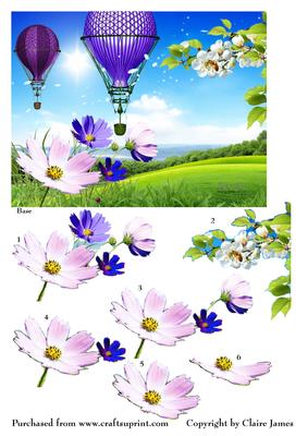 Summer Lazy Daisy Hot Air Balloon Flight 5 + Decoupage