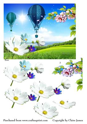Summer Lazy Daisy Hot Air Balloon Flight 6 + Decoupage