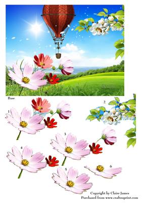 Summer Lazy Daisy Hot Air Balloon Flight 7 + Decoupage