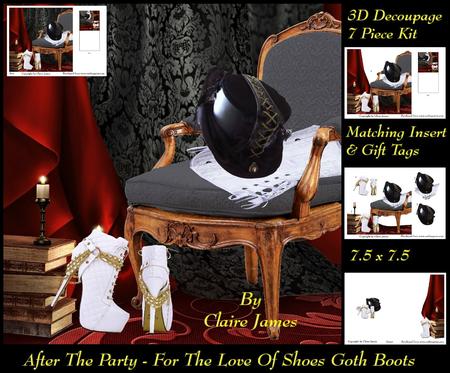 After the Party - for the Love of Shoes Goth 3D Decoupage + Tags & Insert
