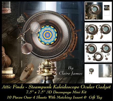 Attic Finds - Steampunk Kaleidoscope Ocular Device + Tag +