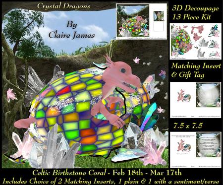 Celtic Birthstone Baby Dragon Feb 18-mar 17 Insert X2 + Tag