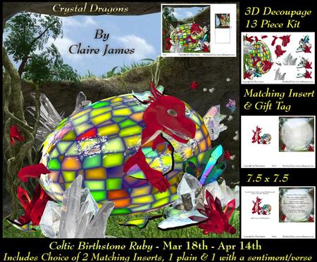 Celtic Birthstone Baby Dragon Mar 18-apr 14 Insert X2 + Tag
