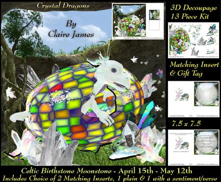 Celtic Birthstone Baby Dragon Apr 15-may 12 Insert X2 + Tag