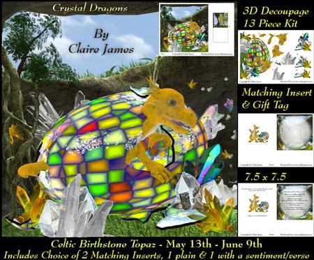 Celtic Birthstone Baby Dragon May 13-june 9 Insert X2 + Tag