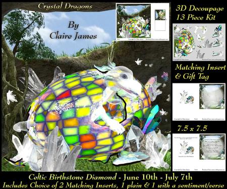 Celtic Birthstone Baby Dragon June 10-july 7 Insert X2 + Tag