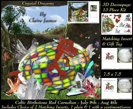 Celtic Birthstone Baby Dragon July 8-aug 4 Insert X2 + Tag