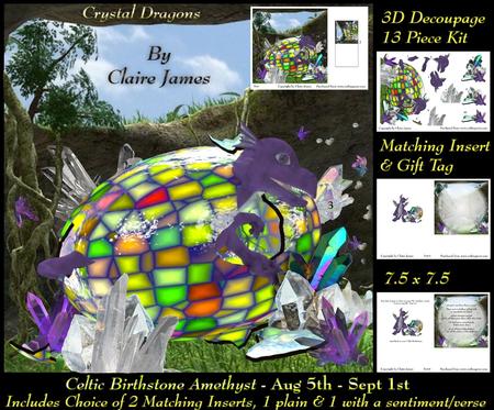 Celtic Birthstone Baby Dragon Aug 5-sept 1 Insert X2 + Tag