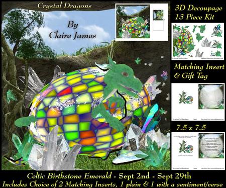 Celtic Birthstone Baby Dragon Sept 2-sept 29 Insert X2 + Tag