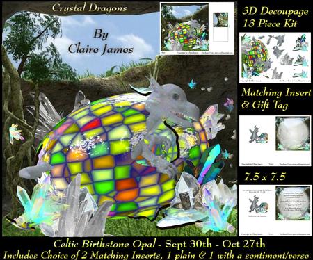Celtic Birthstone Baby Dragon Sept 30-oct 27 Insert X2 + Tag