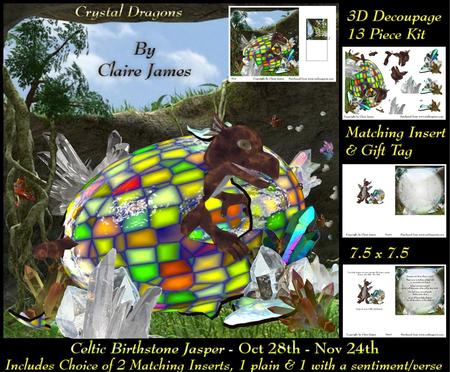 Celtic Birthstone Baby Dragon Oct 28-nov24 Insert X2 + Tag