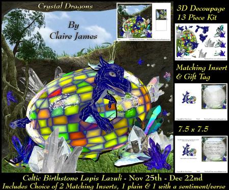 Celtic Birthstone Baby Dragon Nov 25-dec 22 Insert X2 + Tag