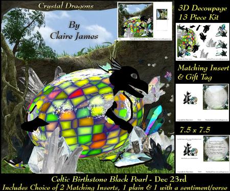 Celtic Birthstone Baby Dragon for Dec 23 Insert X2 + Tag
